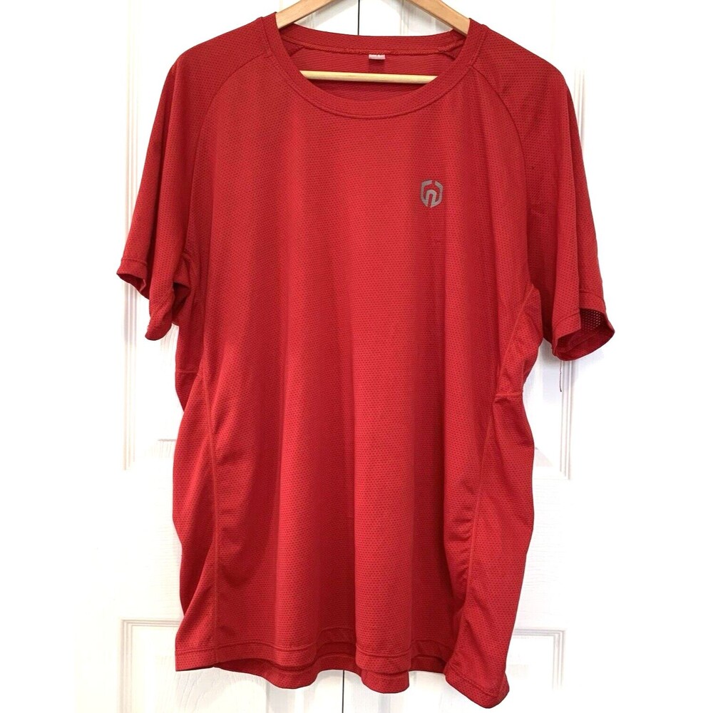 Neleus Dry Fit Logo Mesh T-Shirt Top Mens XXL Gym Workout Exercise Red